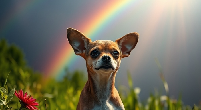 Chihuahua In Front Of Rainbow